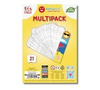 Sabbiarelli Sand-it For Fun - Multipack Marque-page Soleil : 7 Feuilles A5 avec 21 Marque-pages Identiques à Colorier avec du Sable (NON INCLUS) - Ateliers Créatifs Enfants 5+