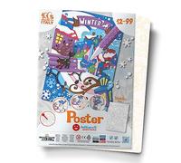 Sabbiarelli Sand-it For Fun - Poster Hiver : 1 Grande Feuille Adhésive A3 pour Sand Art avec 1 Dessin à Colorier avec du Sable Coloré (NON INCLUS) - Hobby Créatif, Activité Manuelle 12-99 ans