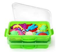 Sabbiera Sensory Bin avec couvercle et poignée, bac à sable portable Sensory Sandbox pour enfants, en plastique pour enfants (2 pièces, vert)