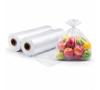 Sabco - Lot de 2 rouleaux Pack double de sacs en plastique sur rouleau - Sacs alimentaires transparents en polyéthylène pour sandwich, fruits et légumes - 350 x 440 mm ou 13" X 17"