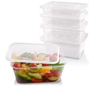 Sabco - Lot de 25 récipients en plastique transparent de 650 ml avec couvercles pour micro-ondes - Boîtes alimentaires idéales pour les plats à emporter et les restaurants - Sans BPA, adaptées au
