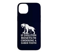 Saber Tooth Tiger Evolution Reset Vintage Animal Lover Humour Coque pour iPhone 14 Plus