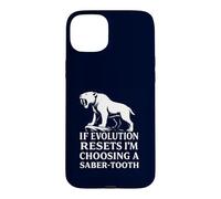 Saber Tooth Tiger Evolution Reset Vintage Animal Lover Humour Coque pour iPhone 15 Plus