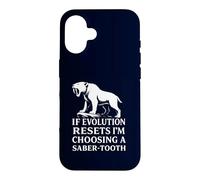 Saber Tooth Tiger Evolution Reset Vintage Animal Lover Humour Coque pour iPhone 16
