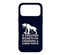 Saber Tooth Tiger Evolution Reset Vintage Animal Lover Humour Coque pour iPhone 17 Pro Max