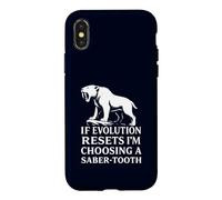 Saber Tooth Tiger Evolution Reset Vintage Animal Lover Humour Coque pour iPhone X/XS