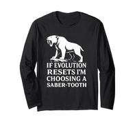 Saber Tooth Tiger Evolution Reset Vintage Animal Lover Humour Manche Longue