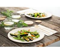 Sabert 50 ASSIETTES Rondes Blanches 23 CM en Canne à Sucre Premium-Vaisselle Ecologique pour Particuliers & Professionnels (3 Tailles 26 CM, 23 CM, 18 CM) (23 CM)