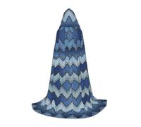 SABFWF Cape à capuche avec imprimé denim bleu dégradé pour homme, cape de magicien avec capuche, parfaite pour Halloween et cosplay