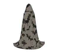 SABFWF Cape à capuche imprimée chauve-souris d'Halloween grise pour homme, cape de magicien avec capuche, parfaite pour Halloween et cosplay
