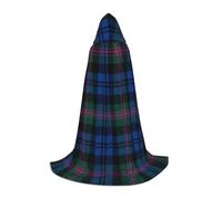 SABFWF Cape à capuche pour homme, motif tartan écossais bleu et vert, cape de magicien avec capuche, parfaite pour Halloween et cosplay
