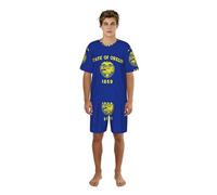 SABFWF Ensemble de pyjama pour homme avec imprimé drapeau de l'État de l'Oregon, ensemble de pyjama confortable avec short, parfait pour les nuits d'été, Noir , M