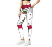 SABFWF Legging imprimé drapeau de l'État de Californie pour femme, ensemble d'entraînement avec poches, pour la gym, le fitness et au quotidien, Noir , S