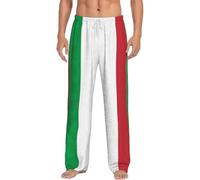 SABFWF Pantalon de pyjama en flanelle imprimé drapeau de l'Italie, pyjama de Noël pour homme, parfait pour les week-ends paresseux, Noir , XL