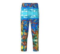 SABFWF Pantalon de pyjama tendance en coton, motif poissons tropicaux, corail et monde sous-marin, confortable pour toutes les saisons, Noir , 10-12