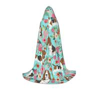 SABFWF Sweet Basset Hound Cape à capuche avec imprimé floral pour homme, cape de magicien avec capuche, parfaite pour Halloween et cosplay