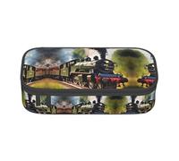SABFWF Trousse à crayons polyvalente avec impression de petit train à vapeur - Grande capacité - Pour le bureau, Noir , Taille unique, Étui à clé