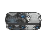 SABFWF Trousse multifonction avec imprimé loup aux yeux bleus, parfaite pour les étudiants, les professionnels et les voyageurs, Noir , Taille unique, Trousse de maquillage
