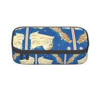 SABFWF Trousse multifonction imprimée carte de Grèce, parfaite pour les étudiants, les professionnels et les voyageurs, Noir , Taille unique, Trousse de maquillage