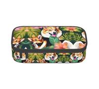 SABFWF Trousse polyvalente avec imprimé fleurs tropicales et corgi - Grande capacité - Pour le bureau, Noir , Taille unique, Étui à clé