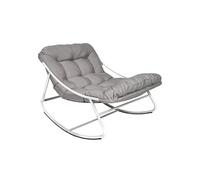 AltoBuy SABHA - Fauteuil à Bascule en Métal Blanc et Textilène avec Coussin d'assise Taupe