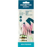 Sabiki Kinetic Micro Octopus Slim Rig Bas de ligne avec 5 pieuvres minces, longueur 130 cm, crochet 3/0, 3 couleurs, 0,60 mm/0,45 mm (UV brillant)