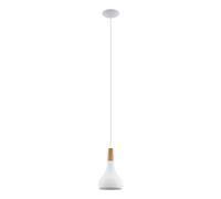 Eglo Suspension Sabinar, luminaire en acier et bois, lampe suspendue en