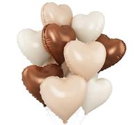 Sable blanc brun coeur ballon,10pcs abricot café beige feuille coeur ballon, 18 pouces crème hélium nu polyester film ballon pour la Saint Valentin, fiançailles,décoration de fête de mariage