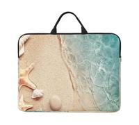Sable de mer avec étoiles de mer,Housse pour Ordinateur Portable 14 Pouces, Sacoche pour Ordinateur Portable, Mallette avec poignée