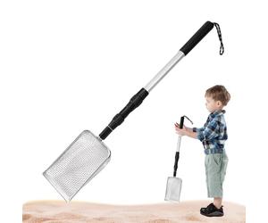 Sable De Plage Tamis - Scoop De Litière Pour Chats En Acier Inoxydable, Outil De Recherche De Dent De Requin, Scooper En Filet Robuste | Scoop De Métal Réglable Léger Pour Collection De Coquillages, C