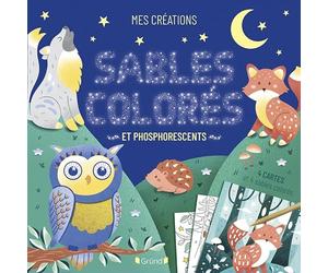 Sables colorés et phosphorescents - Pochette de loisirs créatifs avec 4 tableaux, 1 pinceau, 3 sachets de sable coloré et 1 sachet de sable phosphorescent - À partir de 4 ans