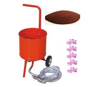 Sableuse Aérogommeuse mobile sur Roulettes 31,50L 50lb 23kg + 20 Buses + Sac 20 kg d'Abrasif Garnet Mesh 80