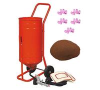 Sableuse Aérogommeuse mobile sur Roulettes 56,70L 90lb 41kg + 20 Buses + Sac 20kgs d'Abrasif Garnet Mesh 120A+