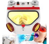 Sableuse de laboratoire dentaire 2 stylos + 2 réservoirs Sableuse de laboratoire dentaire avec lumière LED et grande fenêtre de visualisation Machine de sablage avec commande à pédale