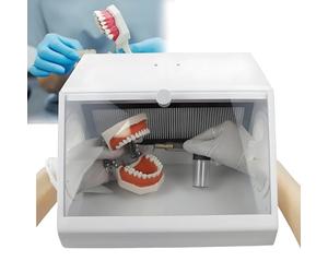 Sableuse de laboratoire, dépoussiéreur, cabine de sablage modulaire, équipée d'un système d'aspiration double et de 6 lampes LED, grande fenêtre for une cabine de sablage sans poussière