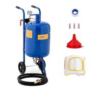 MSW Sableuse Mobile Pneumatique Aérogommeuse Mini Petite Machine À Sabler Machine Appareil De Sablage Portative MSW-MS40A (40 l, 7,6 Bars, Tuyau 2,5 m, roulettes intégrées, 4 Buses, Masque)