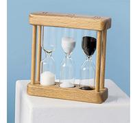 Sablier 3 en 1 en bois - Mini sablier - Décoration de sable créative - Petits ornements - Horloge de cuisine - Gestion du temps - 1, 3, 5 minutes - Verre pour cuisiner, masque de yoga, brossage des