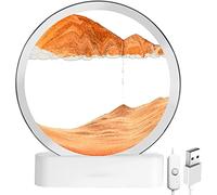 Sablier 3d Lampe Decoratif, Peinture De Sable Fluide Images De Sable Rotatives 3d Dynamiques, Art De Sable Mobile, Cadre En Verre Rond, Image De Sable, DéCoration De Sablier De Paysage Naturel 7"