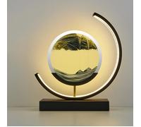 Sablier 3D Objet Decoratif en verre avec cadre rond en mouvement- Décoration d’intérieur cadeau d'anniversaire- noir 7 pouces