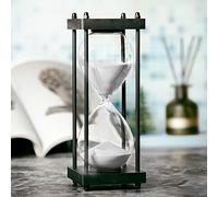 Sablier 60 Minutes, Cadre en Bois Noir, sablier décoratif (Sable Blanc, Grande Taille)
