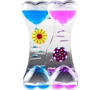 Sablier à double cœur bleu et rose avec mouvement liquide pour la cuisine et la salle à manger