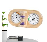 Sablier De Sauna,Compteur D'Humidité À Décompte De 15 Minutes | Cadre en Bois Montage Mur Minuterie 15 Minutes Gauge Température Humidité - pour Intérieur Maison Garage Serre et Camping-Car
