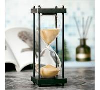 Sablier décoratif de 60 Minutes avec Cadre en Bois Noir (Sable Jaune, Grande Taille)