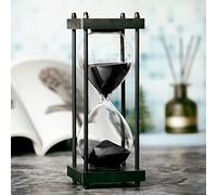 Sablier décoratif de 60 Minutes avec Cadre en Bois Noir (Sable Noir, Grande Taille)