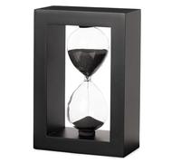 Sablier décoratif rectangulaire noir avec cadre en bois 5 minutes, élégant pour décoration de maison et de bureau, outil de productivité et de gestion du temps (noir)