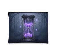 Sablier en toile avec fermeture éclair, motif crâne mystique gothique, vignes, Halloween, violet, trousse de maquillage portable avec fermeture éclair pour voyage, coiffeuse, salle de bain, rangement