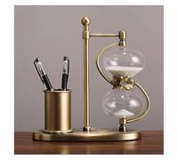 Sablier, Grande horloge de sable antique rotative à 360°, minuterie en verre et métal couleur laiton, 15 minutes/30 minutes/60 minutes, jouet créatif éducatif for le bureau la maison(15 Minutes)