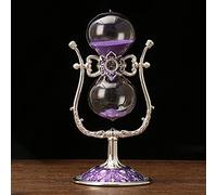 Sablier, Horloge, décoration en Verre, Assistant de Gestion du Temps, sablier en métal Vintage, 15 Minutes / 30 60 360 °, Rotatif, Grand Format, Style Antique(Purple,30 Minutes)