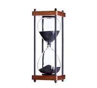 Sablier, minuteur visuel, sablier, grand sablier en bois de 15/30 minutes, décoration en verre de sable noir(Black,30 minutes)