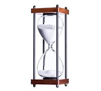Sablier, minuteur visuel, sablier, grand sablier en bois de 15/30 minutes, décoration en verre de sable noir(White,15 minutes)